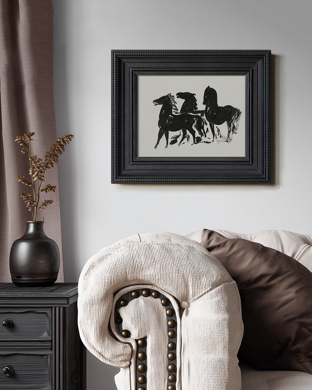 Horse Sketch Black and White Art