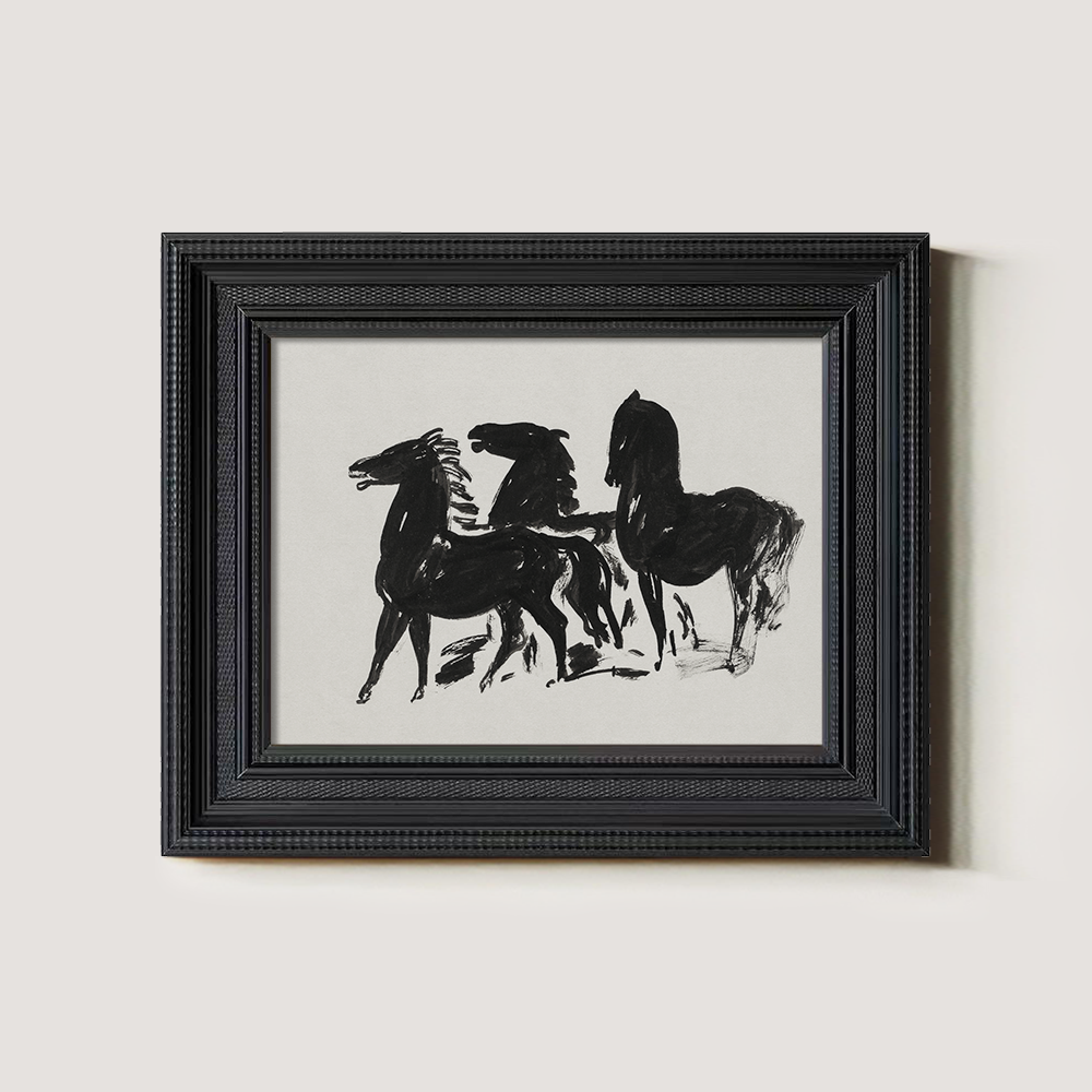 Horse Sketch Black and White Art