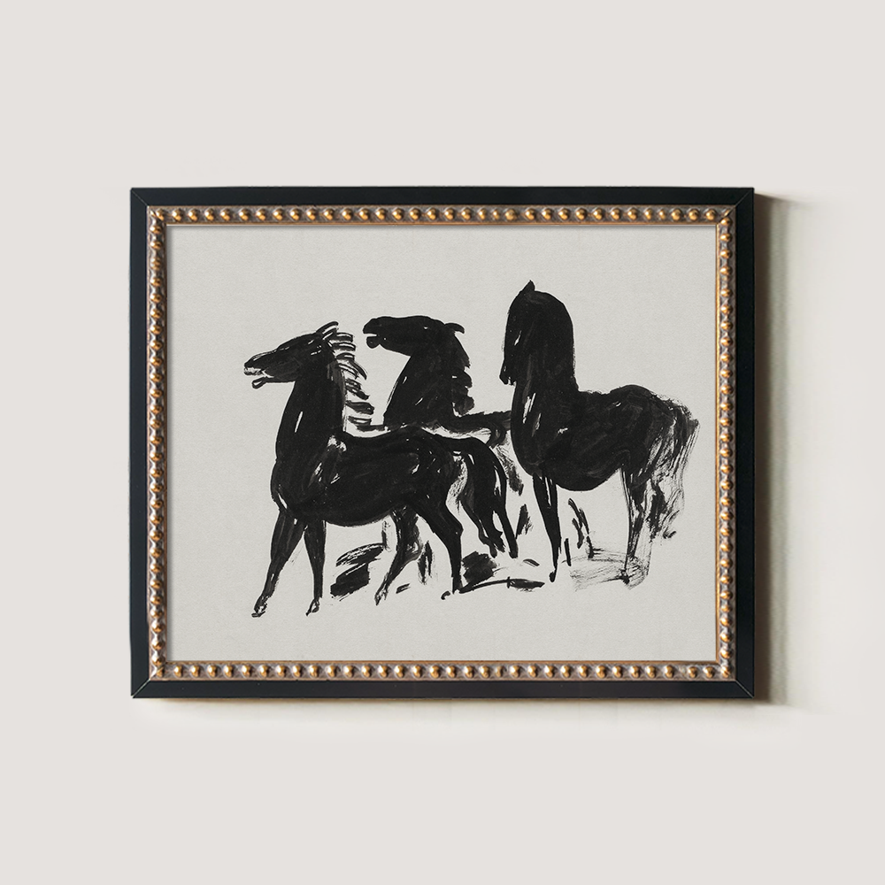 Horse Sketch Black and White Art