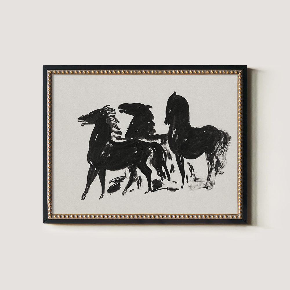 Horse Sketch Black and White Art