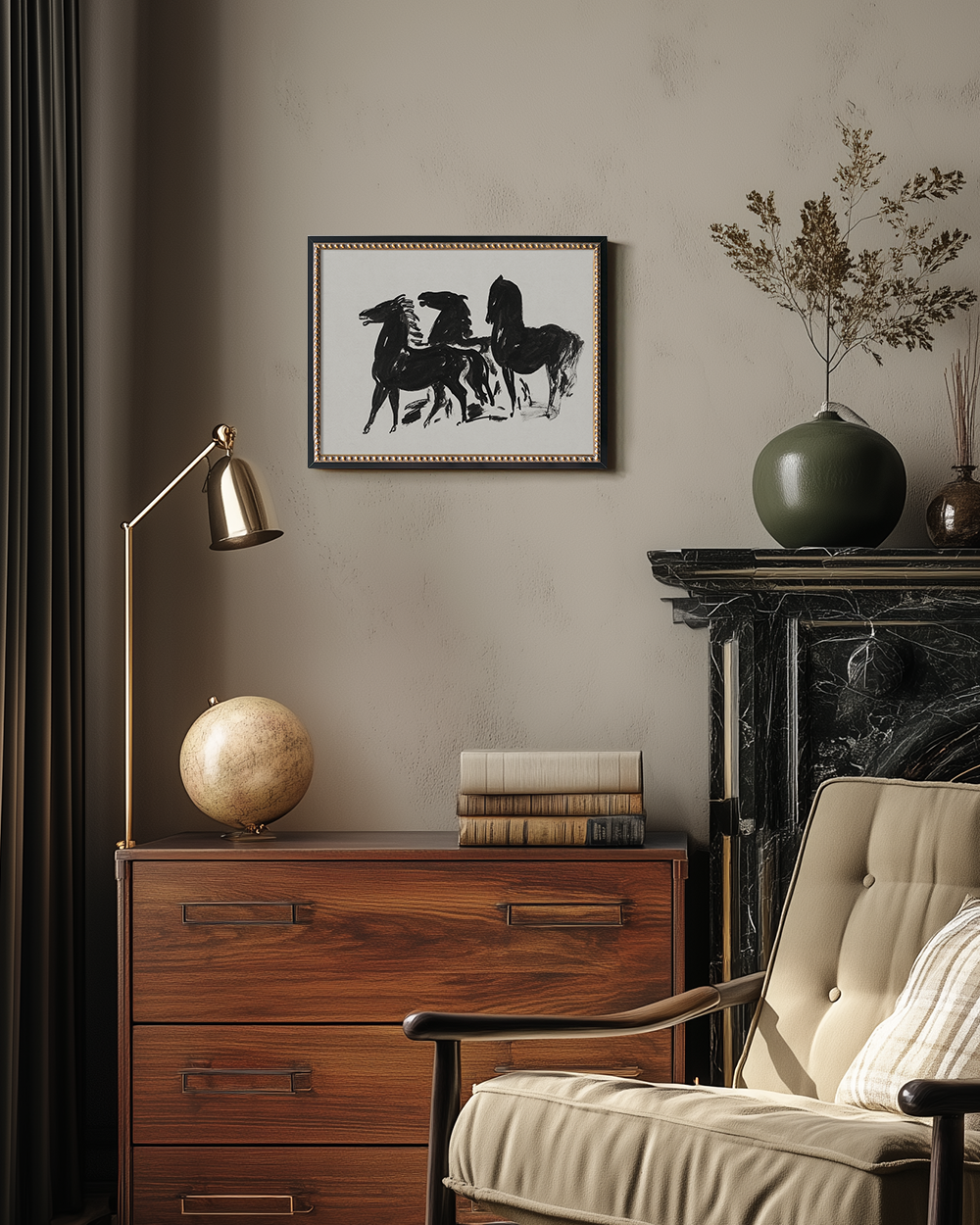 Horse Sketch Black and White Art