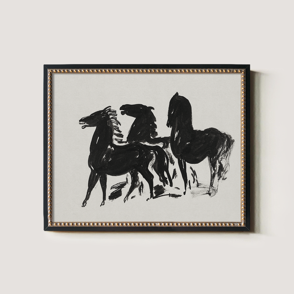 Horse Sketch Black and White Art