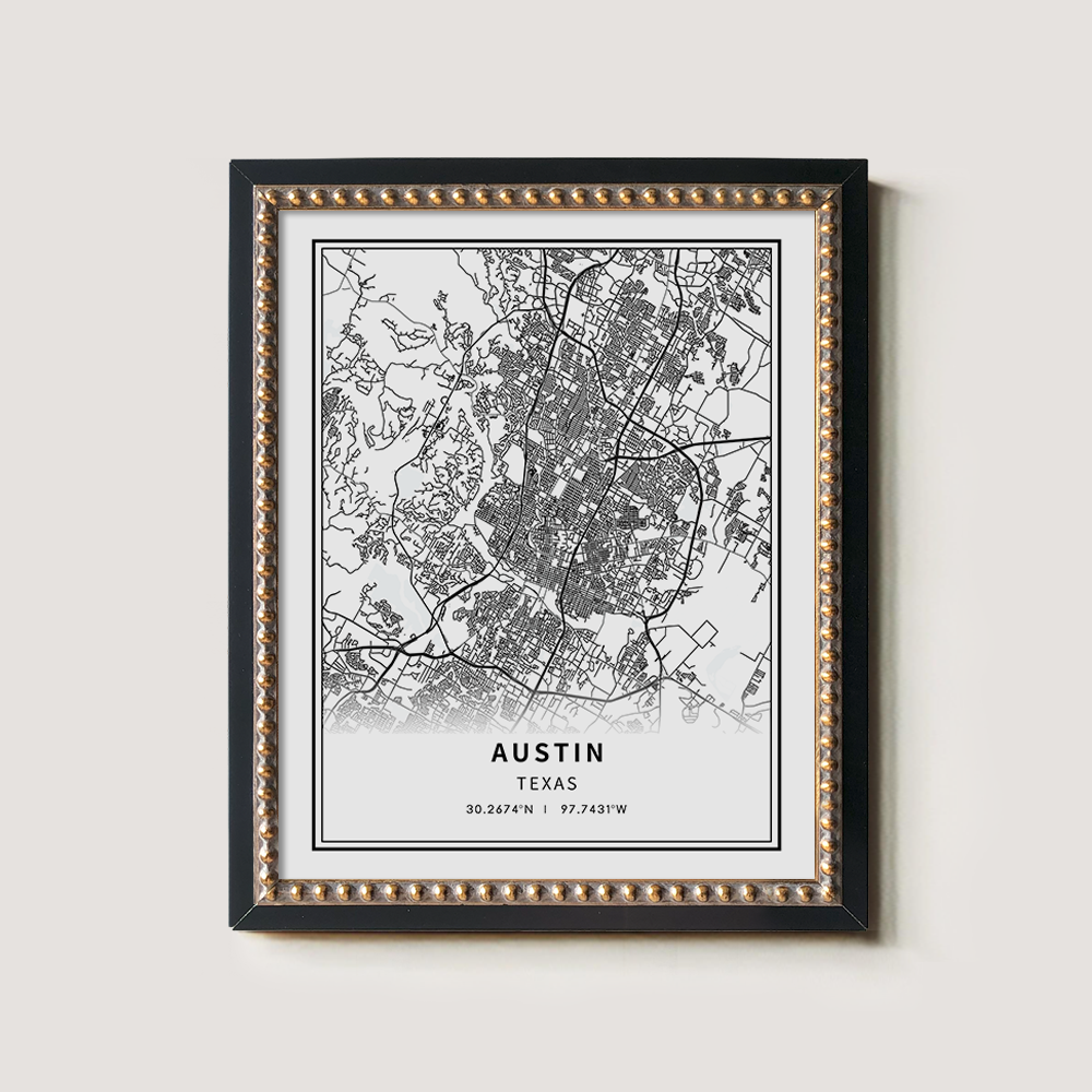 Minimalist Austin City Map Line Art Print