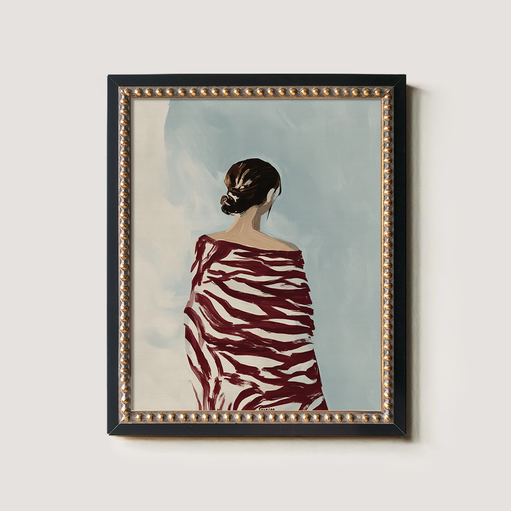 Figure in Red Zebra-Stripe Shawl, Back View