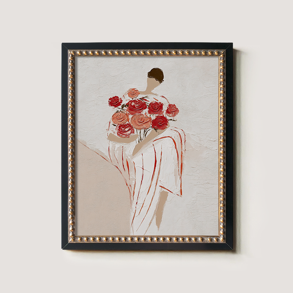 Standing Figure Holding Large Red Roses