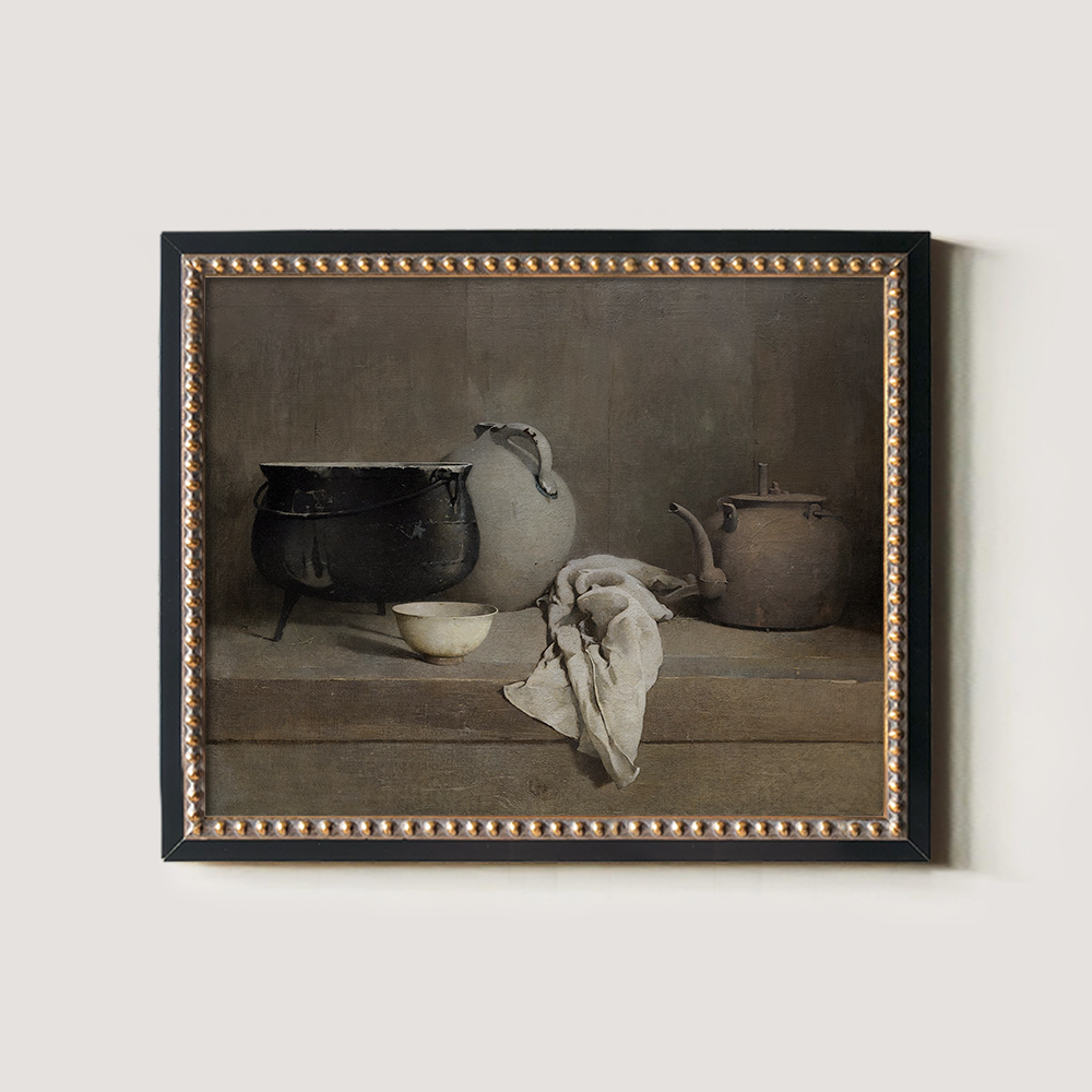 Hushed Earthenware Alcove Watercolor Still Life