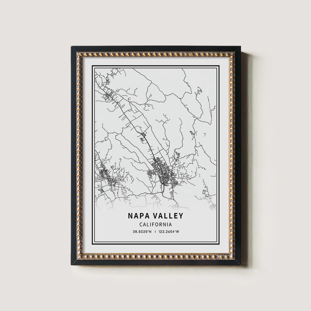 Minimalist Napa Valley Map Line Art Print