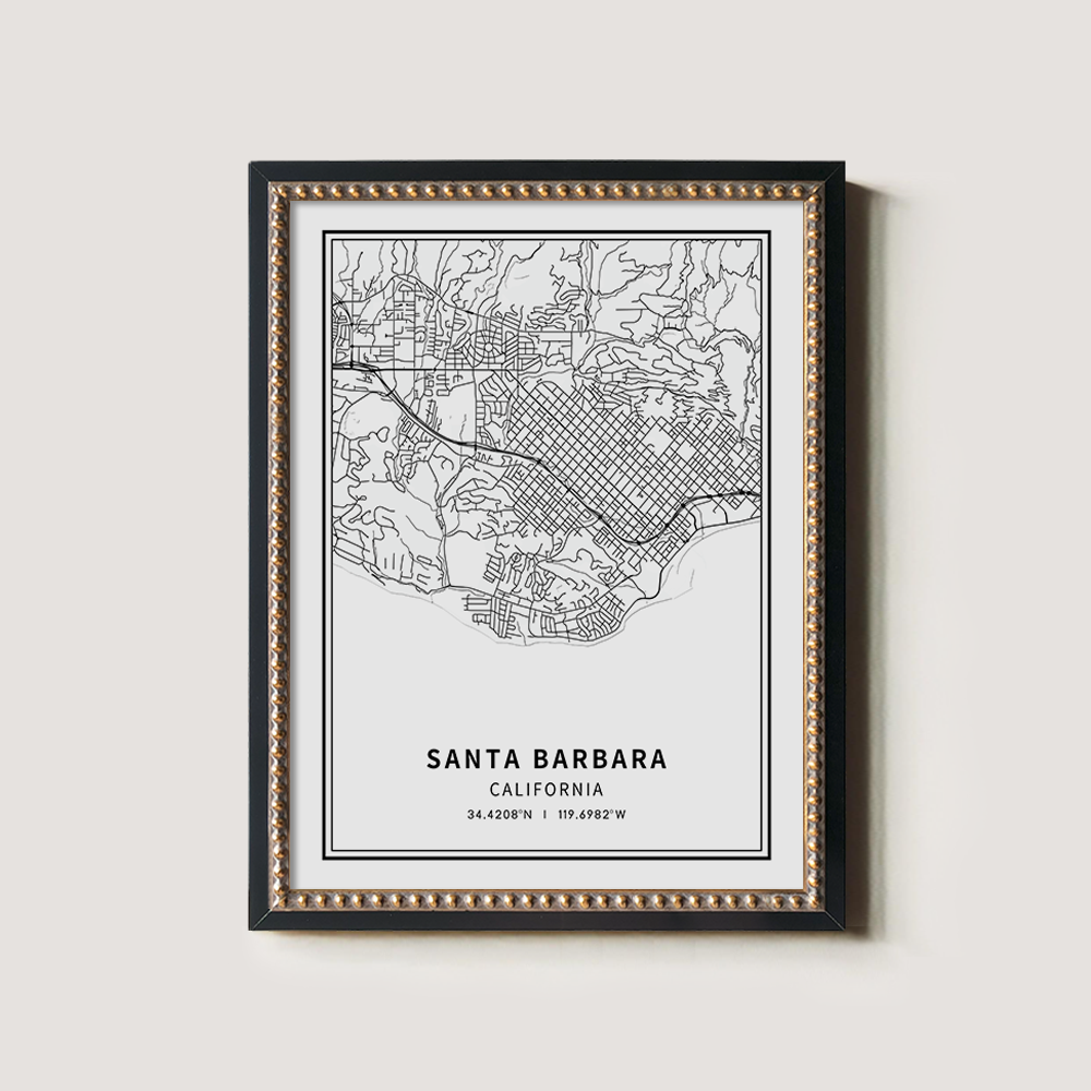 Minimalist Santa Barbara City Map Line Art Print