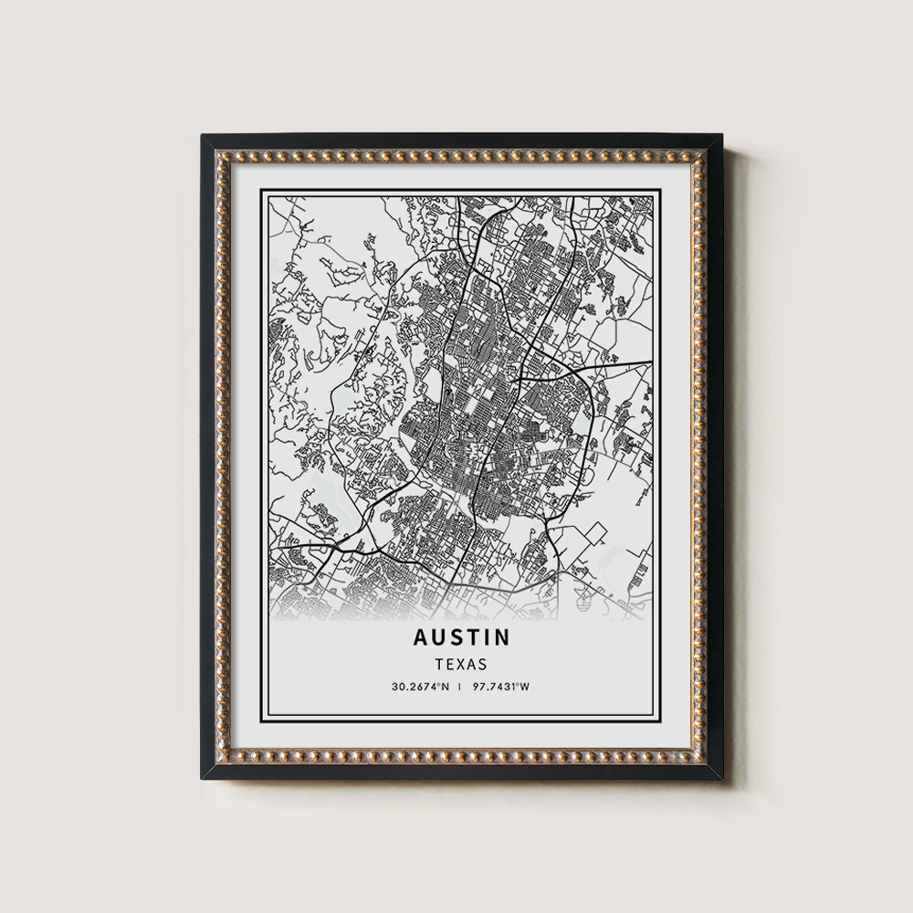 Minimalist Austin City Map Line Art Print