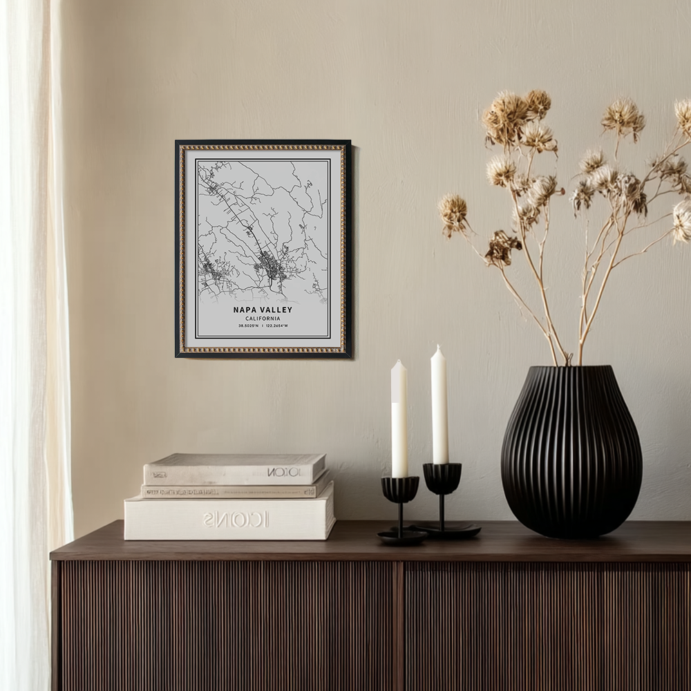Minimalist Napa Valley Map Line Art Print