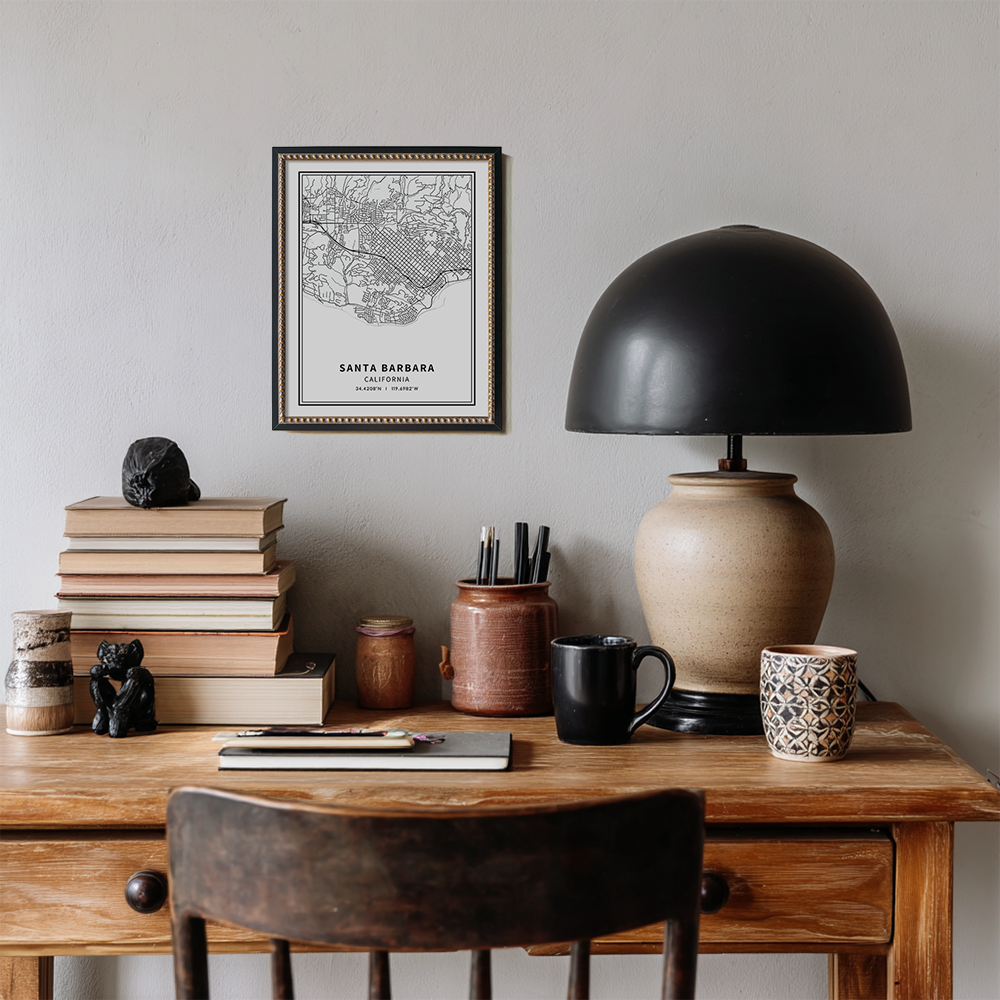 Minimalist Santa Barbara City Map Line Art Print