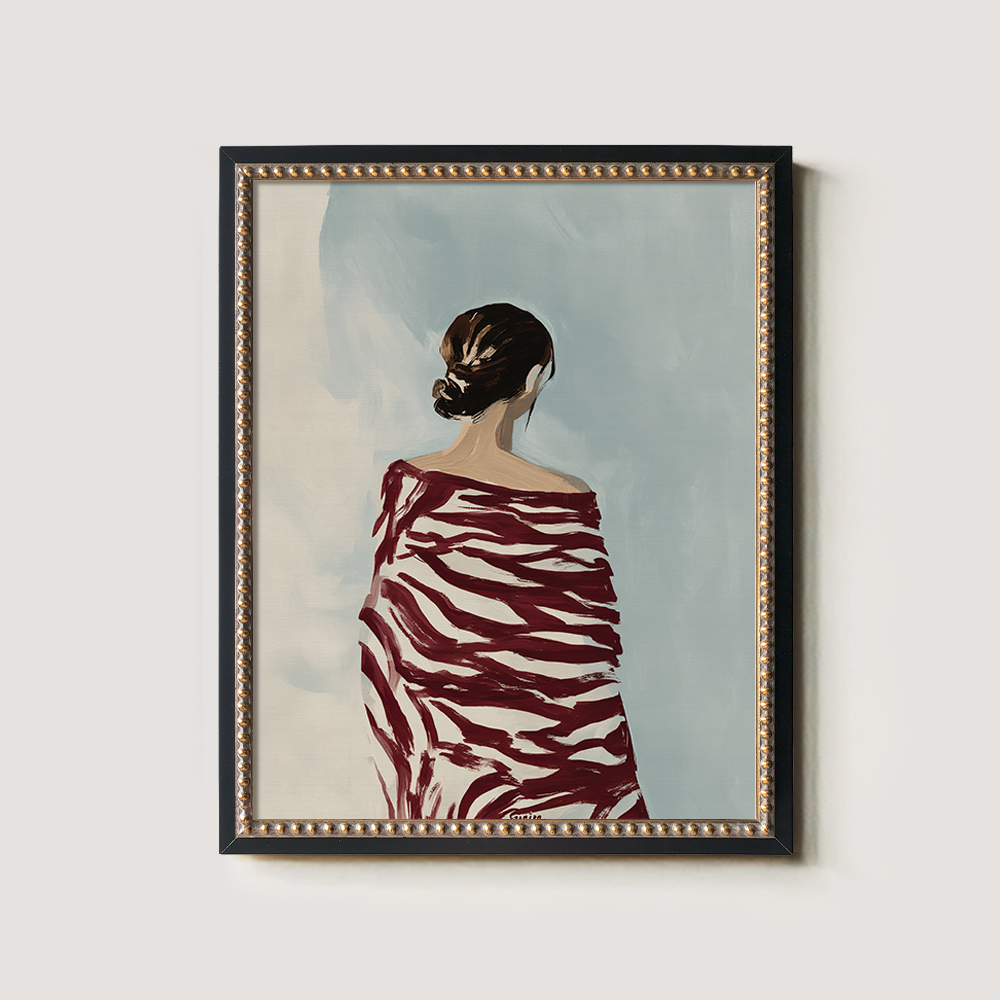 Figure in Red Zebra-Stripe Shawl, Back View