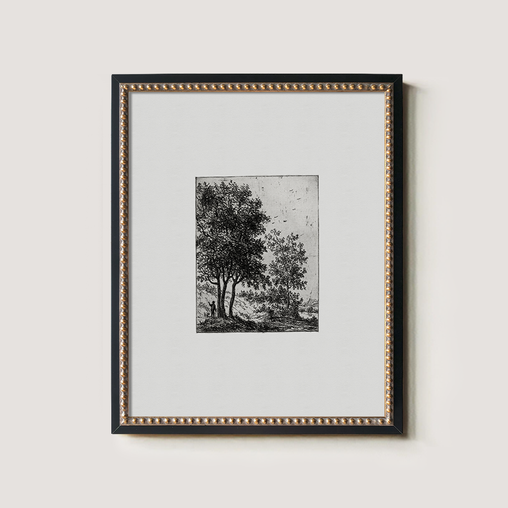 Verdant Tree Cluster Etching Reverie