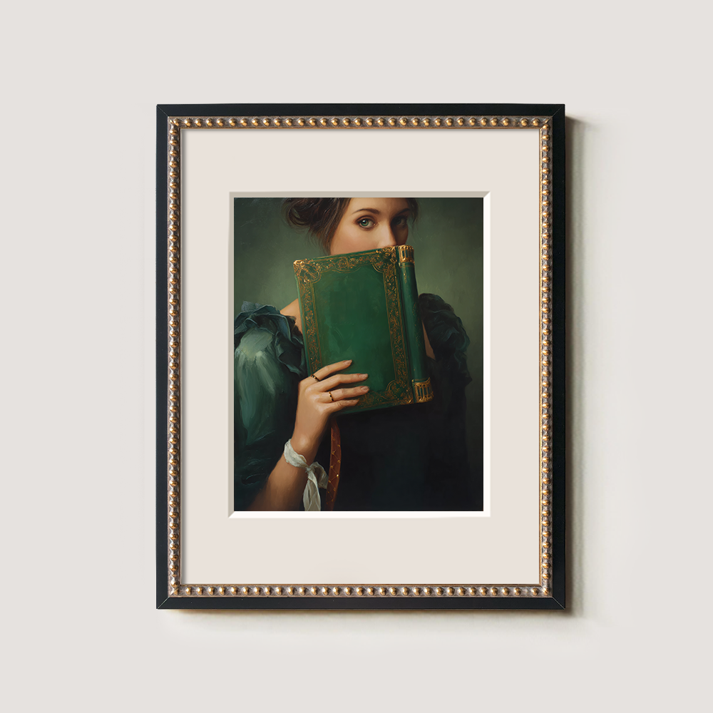 Veiled Emerald Tome Muse Watercolor Portrait