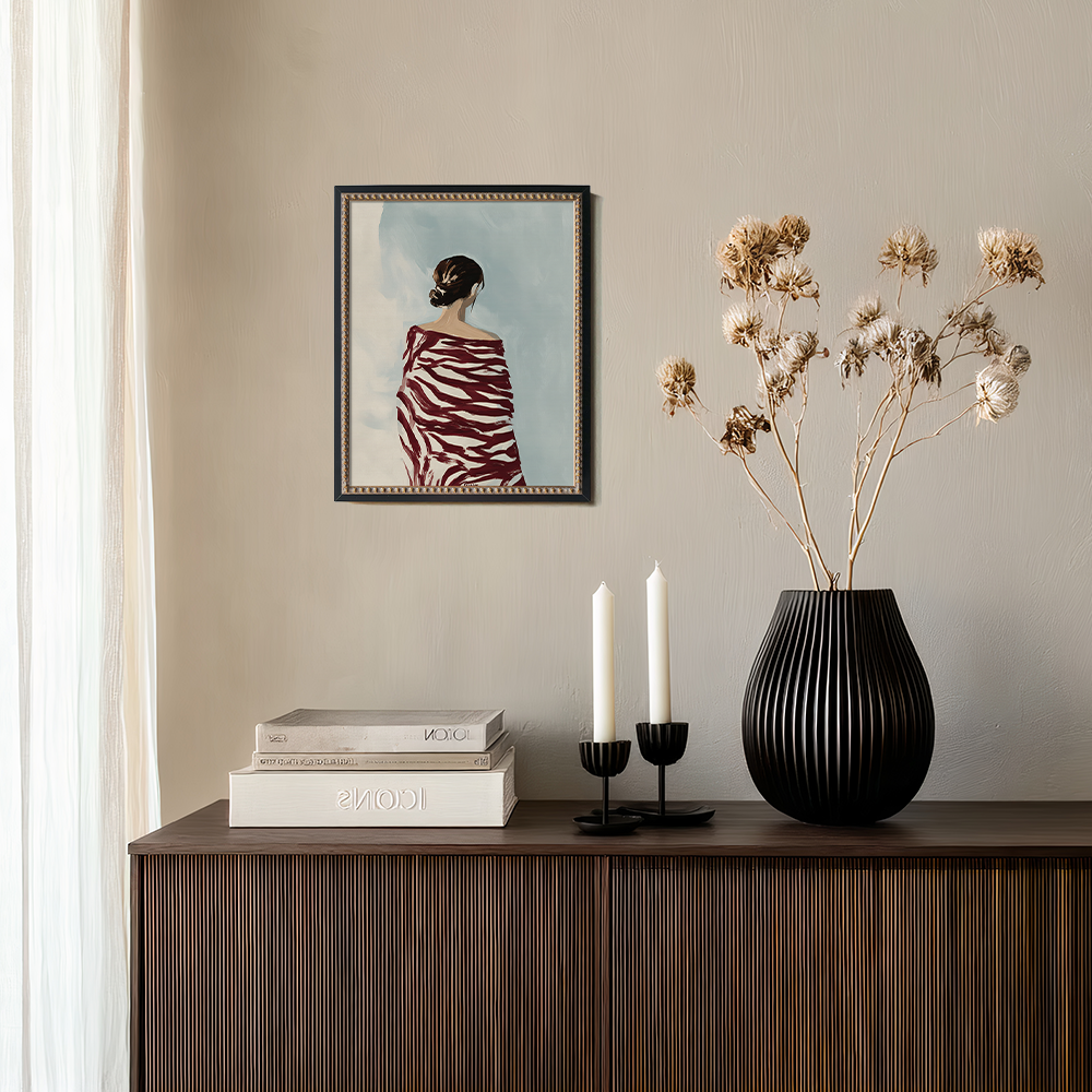 Figure in Red Zebra-Stripe Shawl, Back View