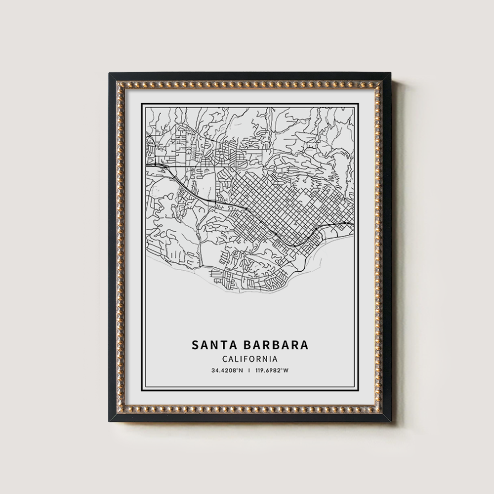 Minimalist Santa Barbara City Map Line Art Print
