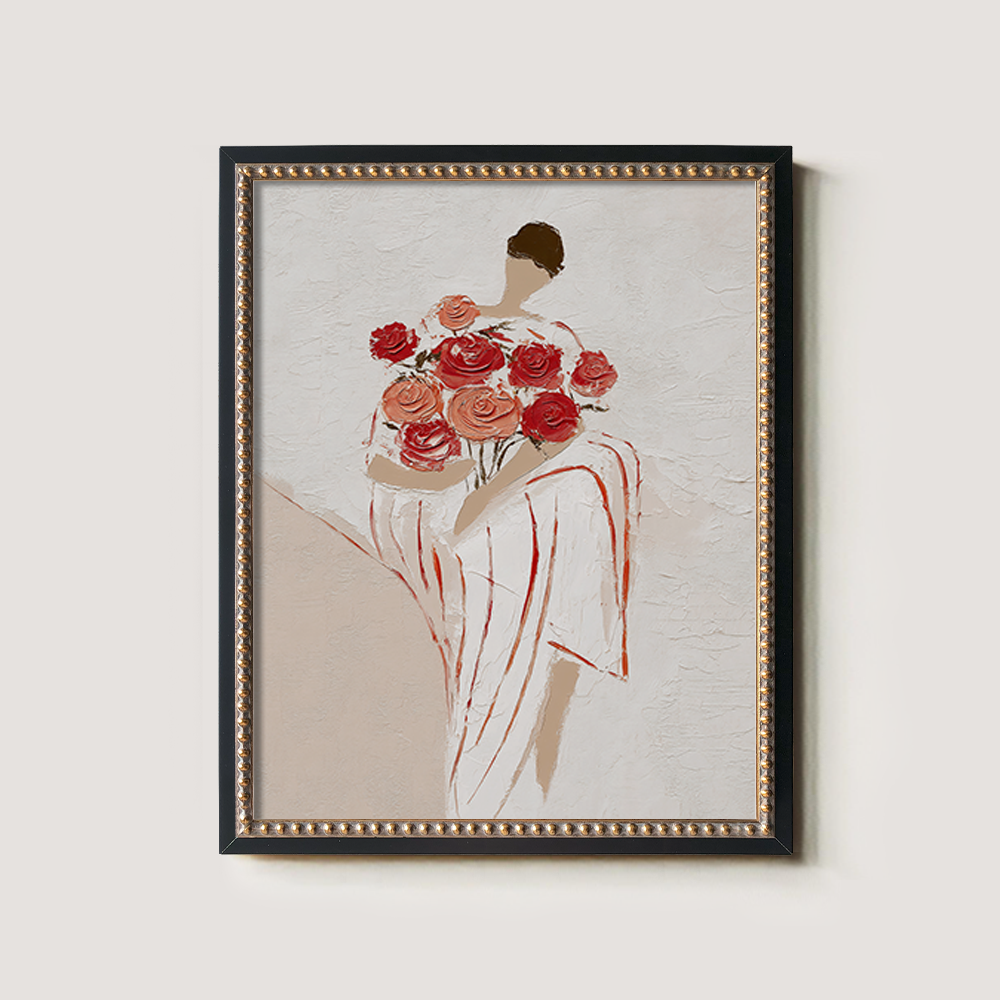 Standing Figure Holding Large Red Roses