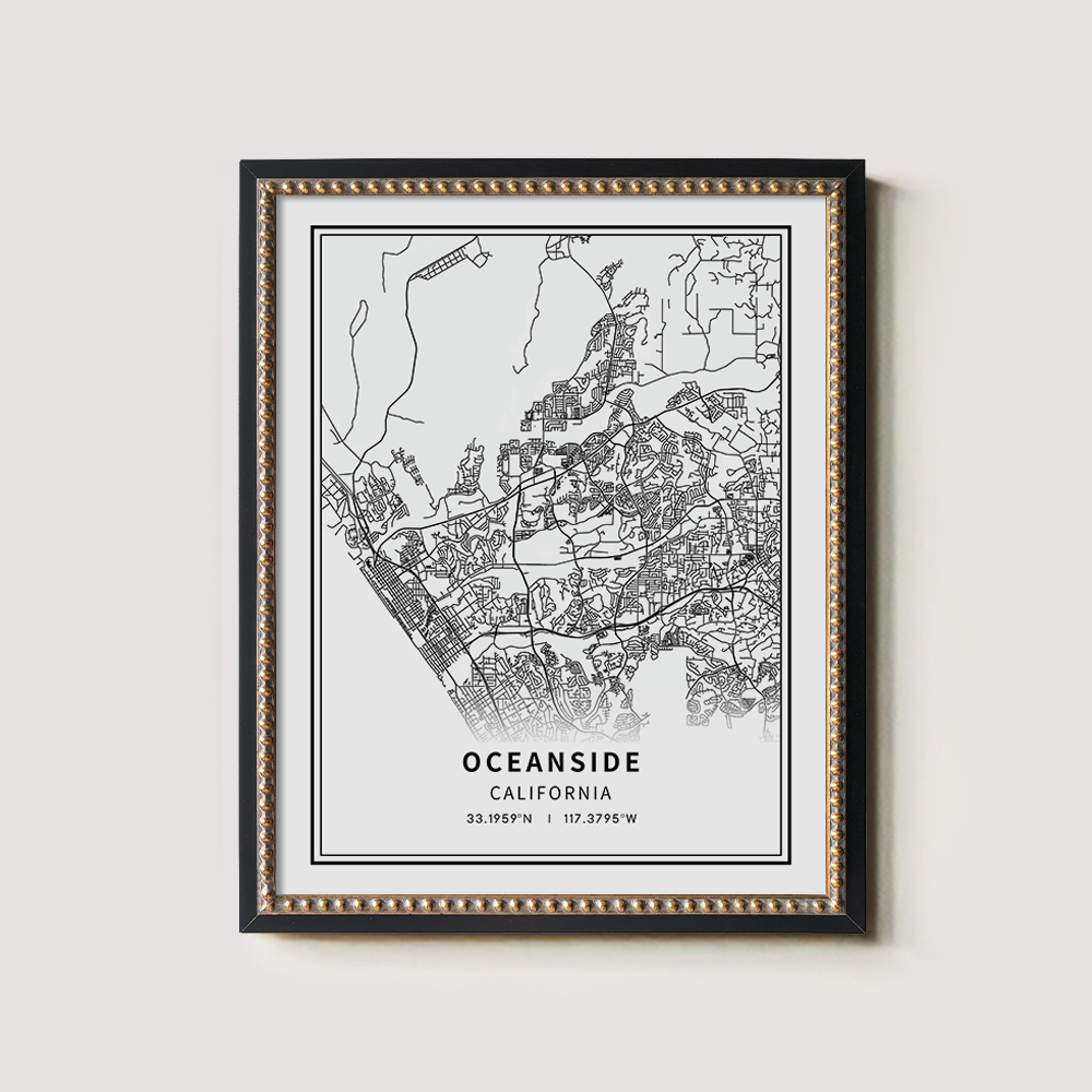 Minimalist Oceanside City Map Line Art Print