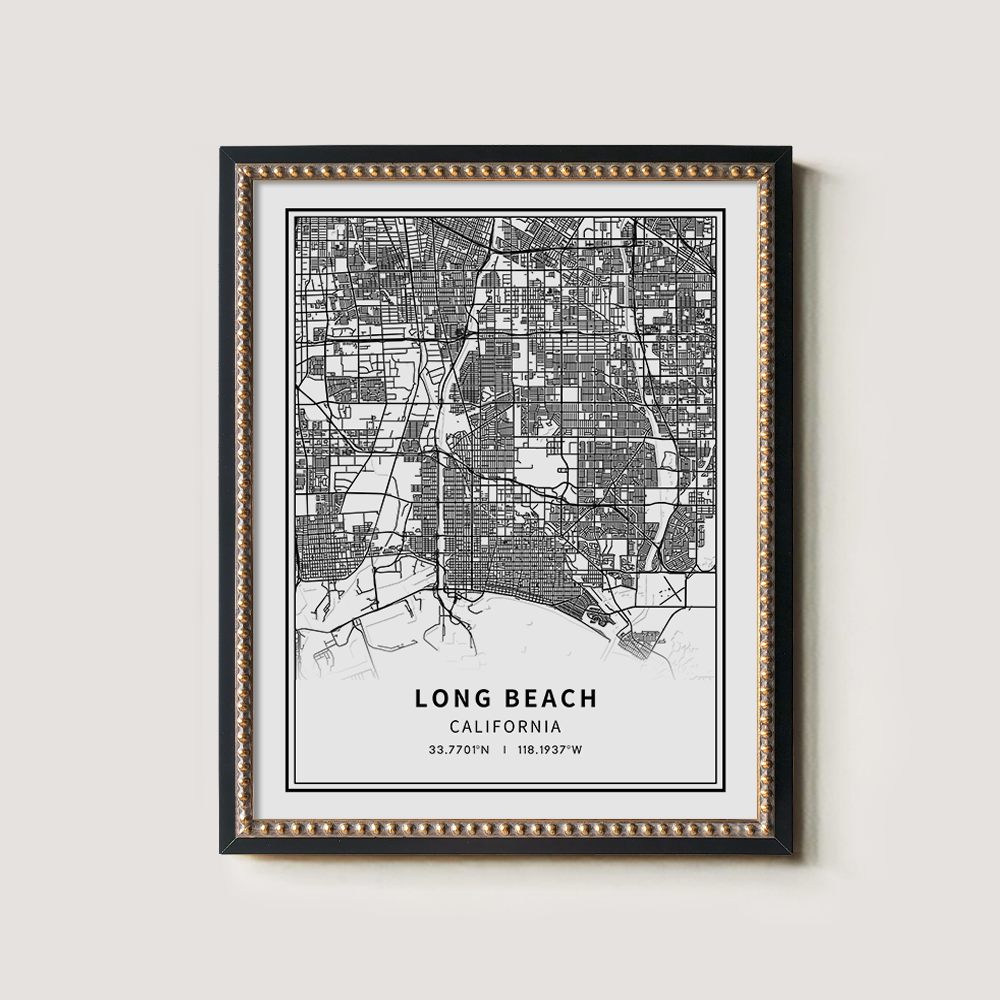 Minimalist Long Beach City Map Line Art Print