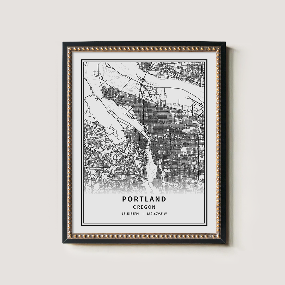 Minimalist Portland City Map Line Art Print