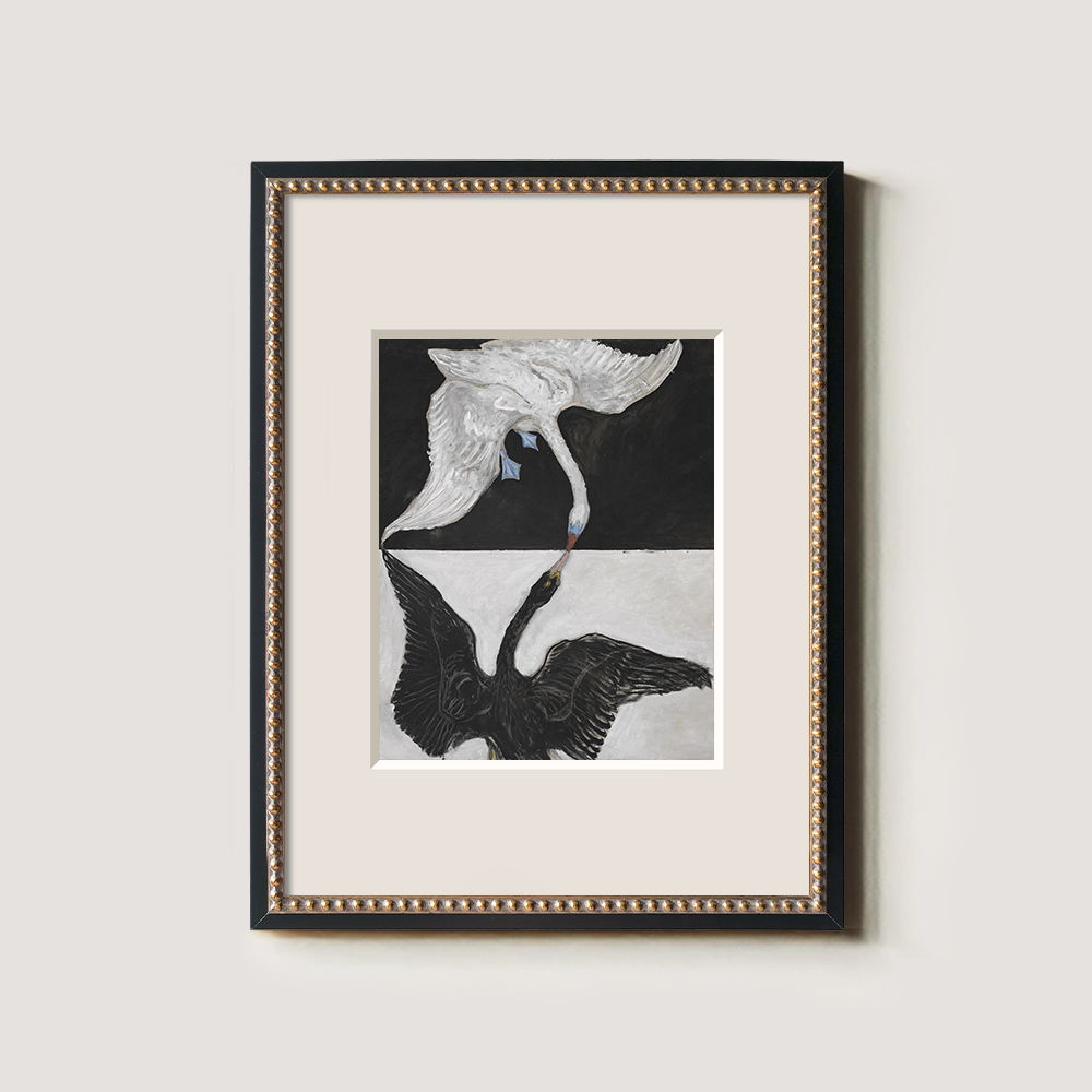 Yin-Yang Swan Embrace Watercolor Duality