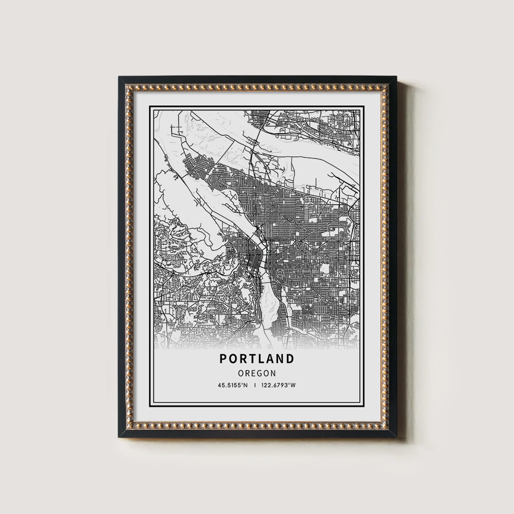 Minimalist Portland City Map Line Art Print