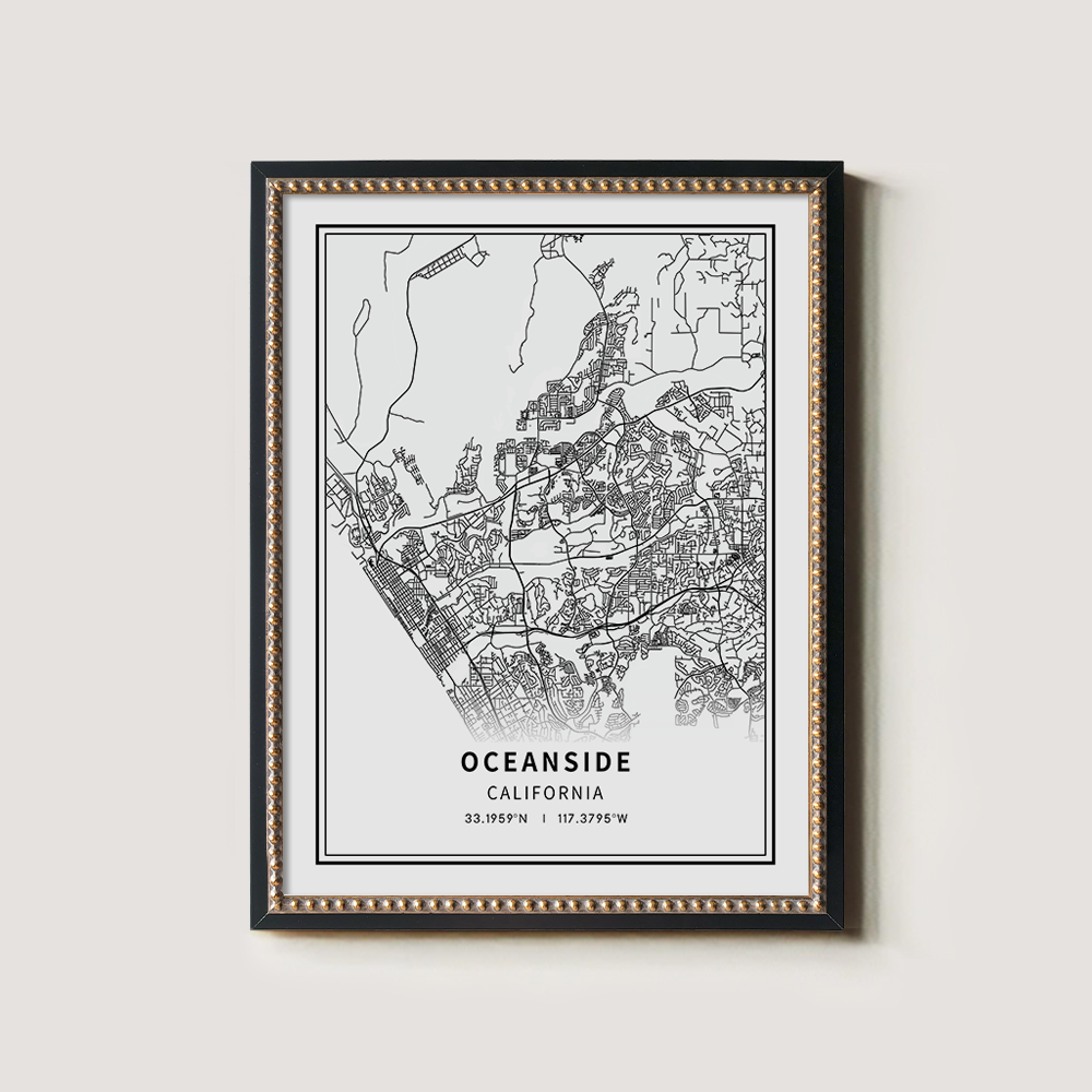 Minimalist Oceanside City Map Line Art Print