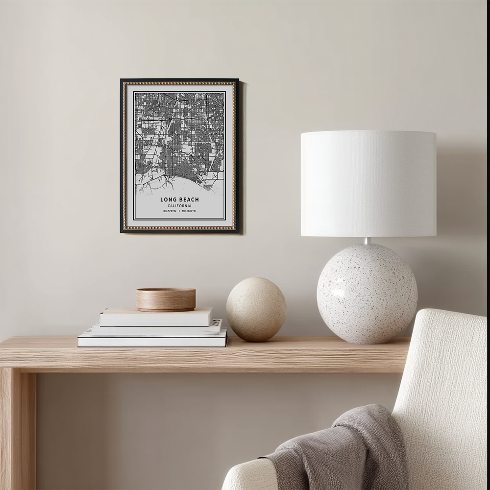 Minimalist Long Beach City Map Line Art Print