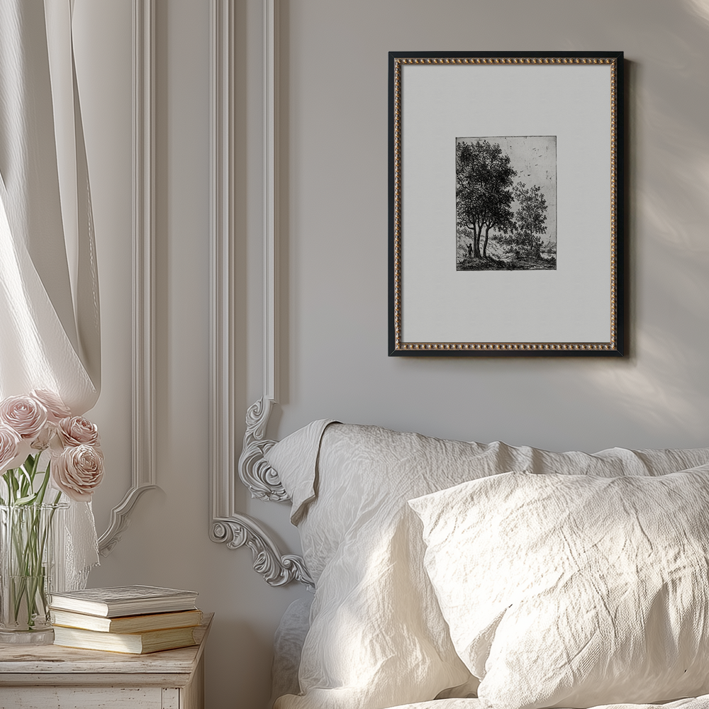 Verdant Tree Cluster Etching Reverie