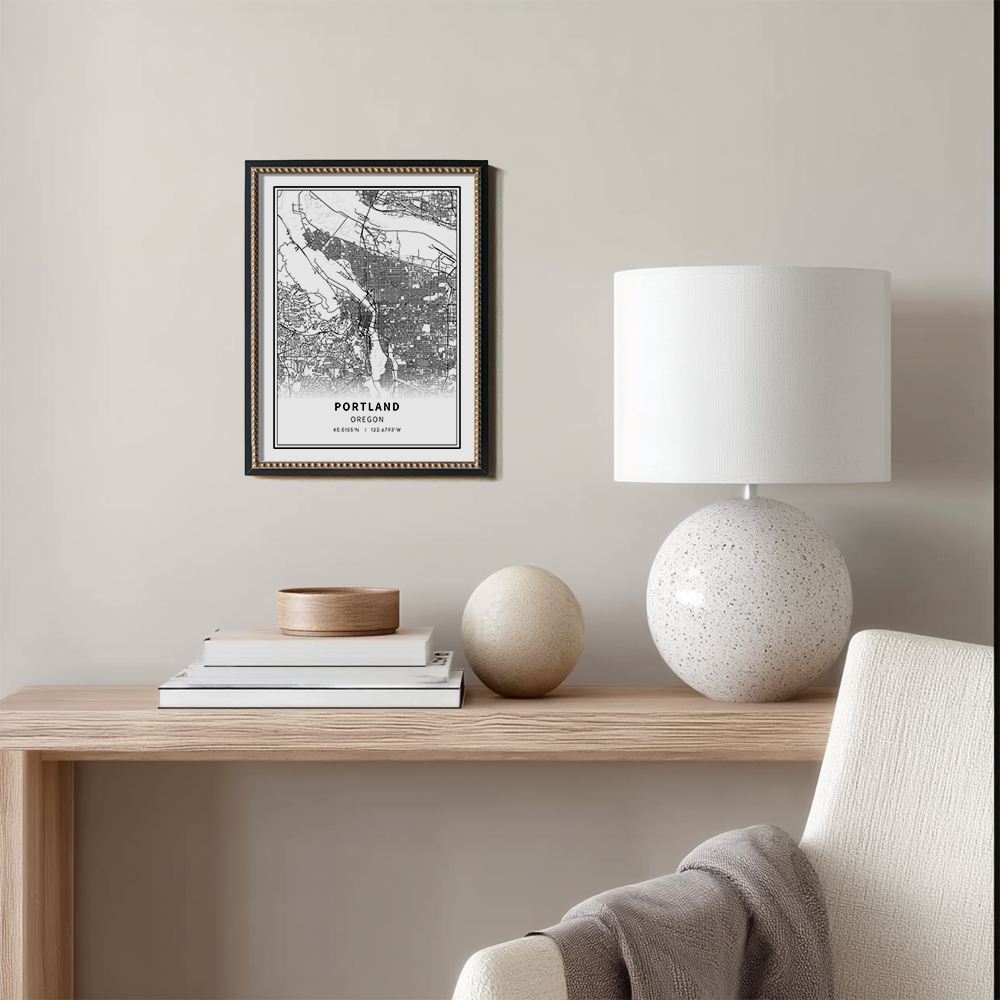 Minimalist Portland City Map Line Art Print