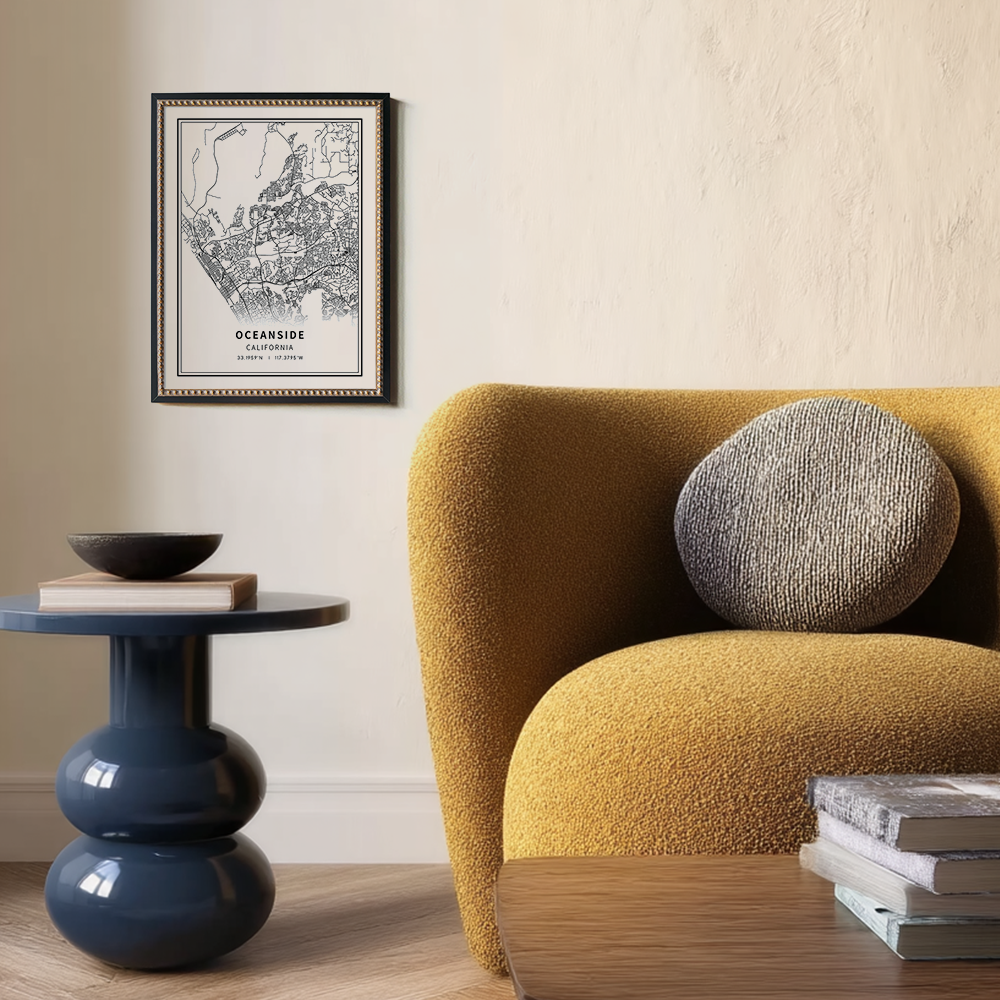 Minimalist Oceanside City Map Line Art Print