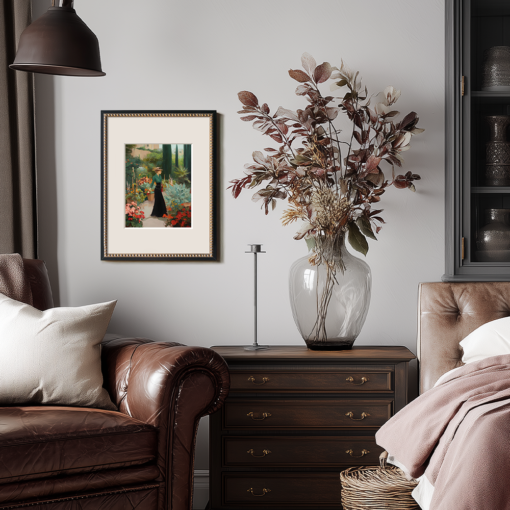 Graceful Emerald Garden Stroll Watercolor Reverie