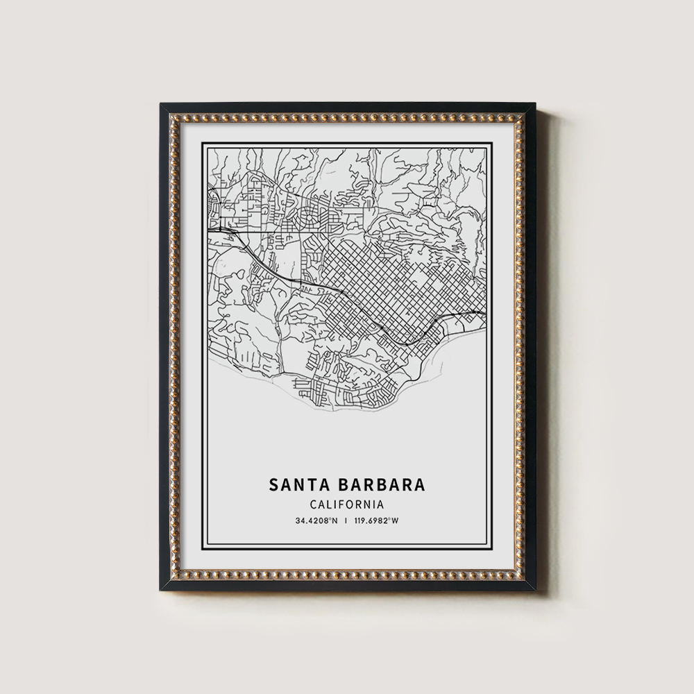 Minimalist Santa Barbara City Map Line Art Print