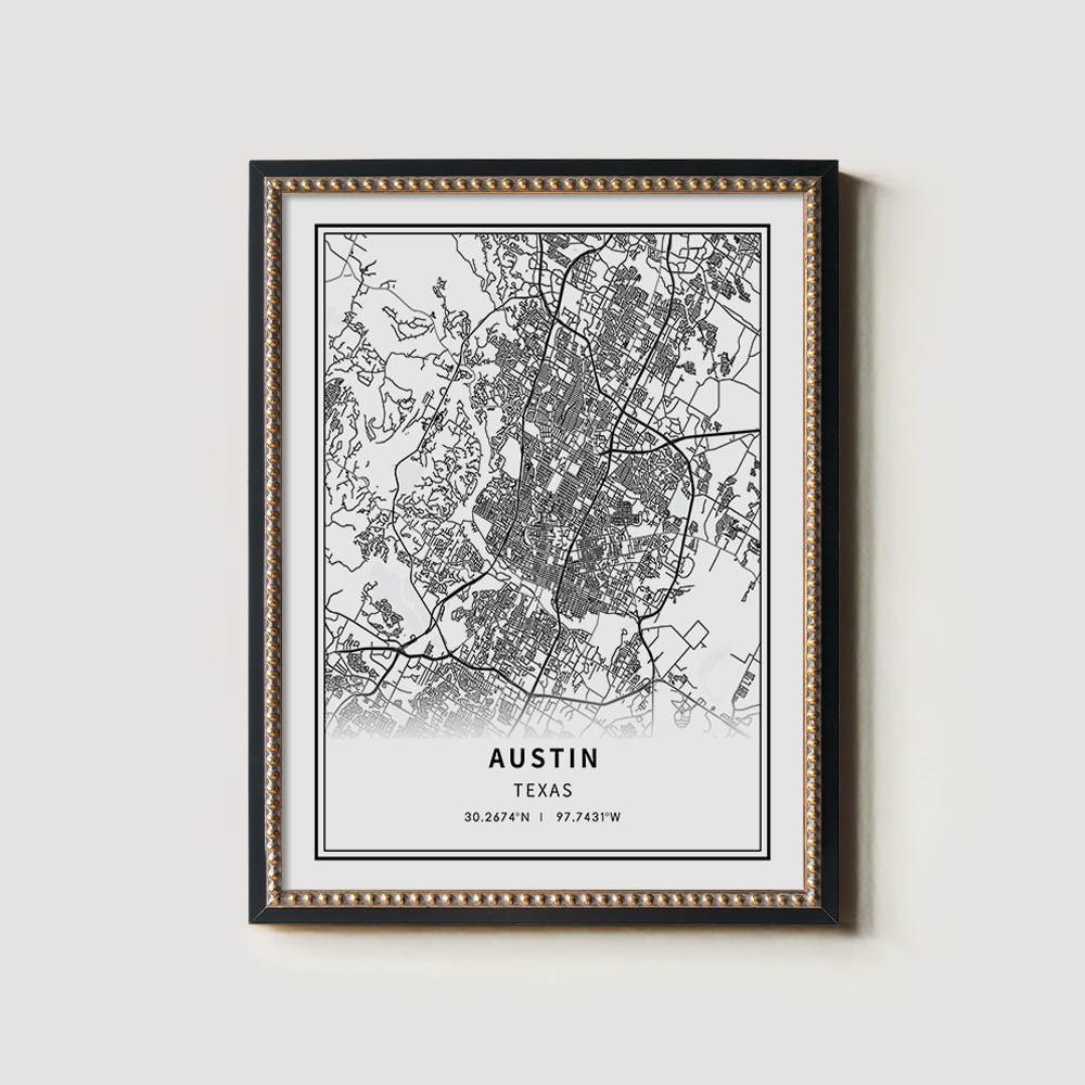 Minimalist Austin City Map Line Art Print