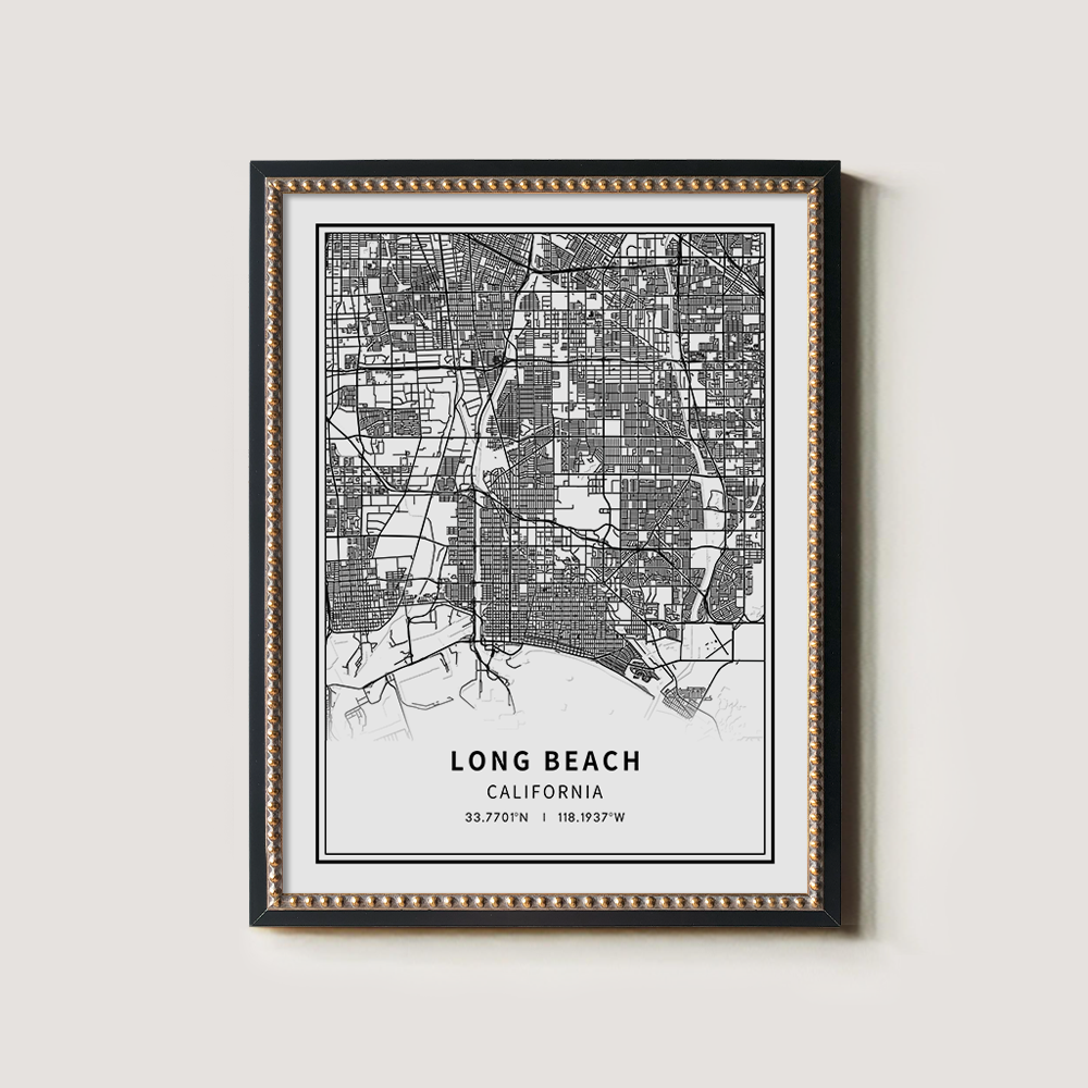 Minimalist Long Beach City Map Line Art Print