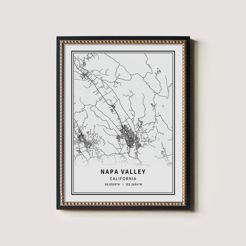 Minimalist Napa Valley Map Line Art Print