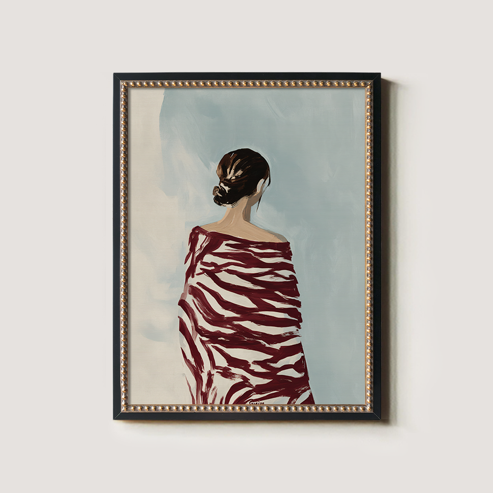 Figure in Red Zebra-Stripe Shawl, Back View