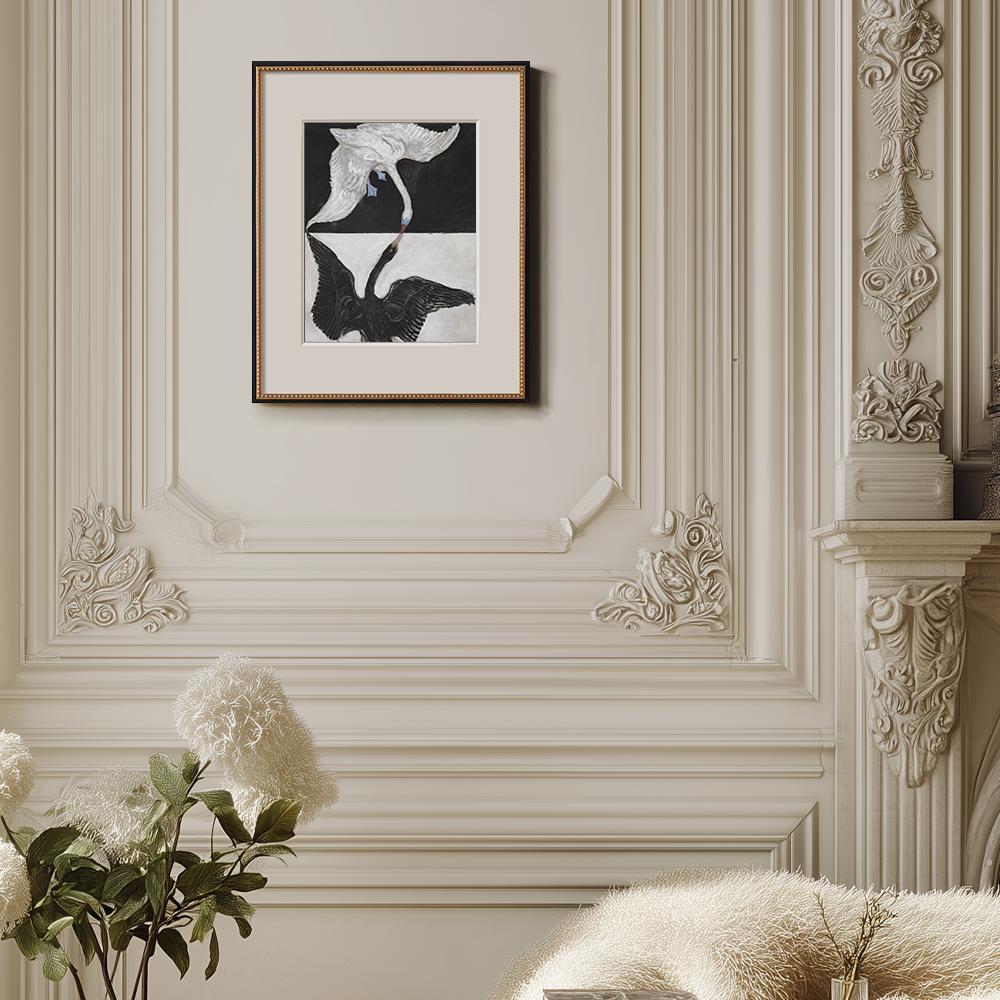 Yin-Yang Swan Embrace Watercolor Duality