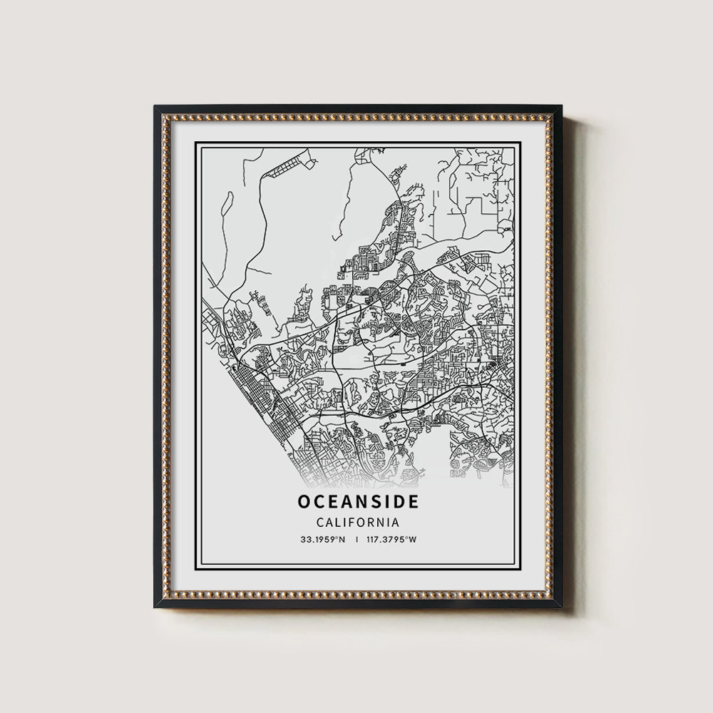 Minimalist Oceanside City Map Line Art Print