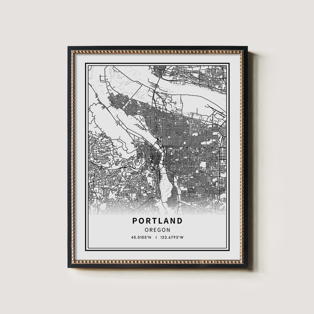 Minimalist Portland City Map Line Art Print