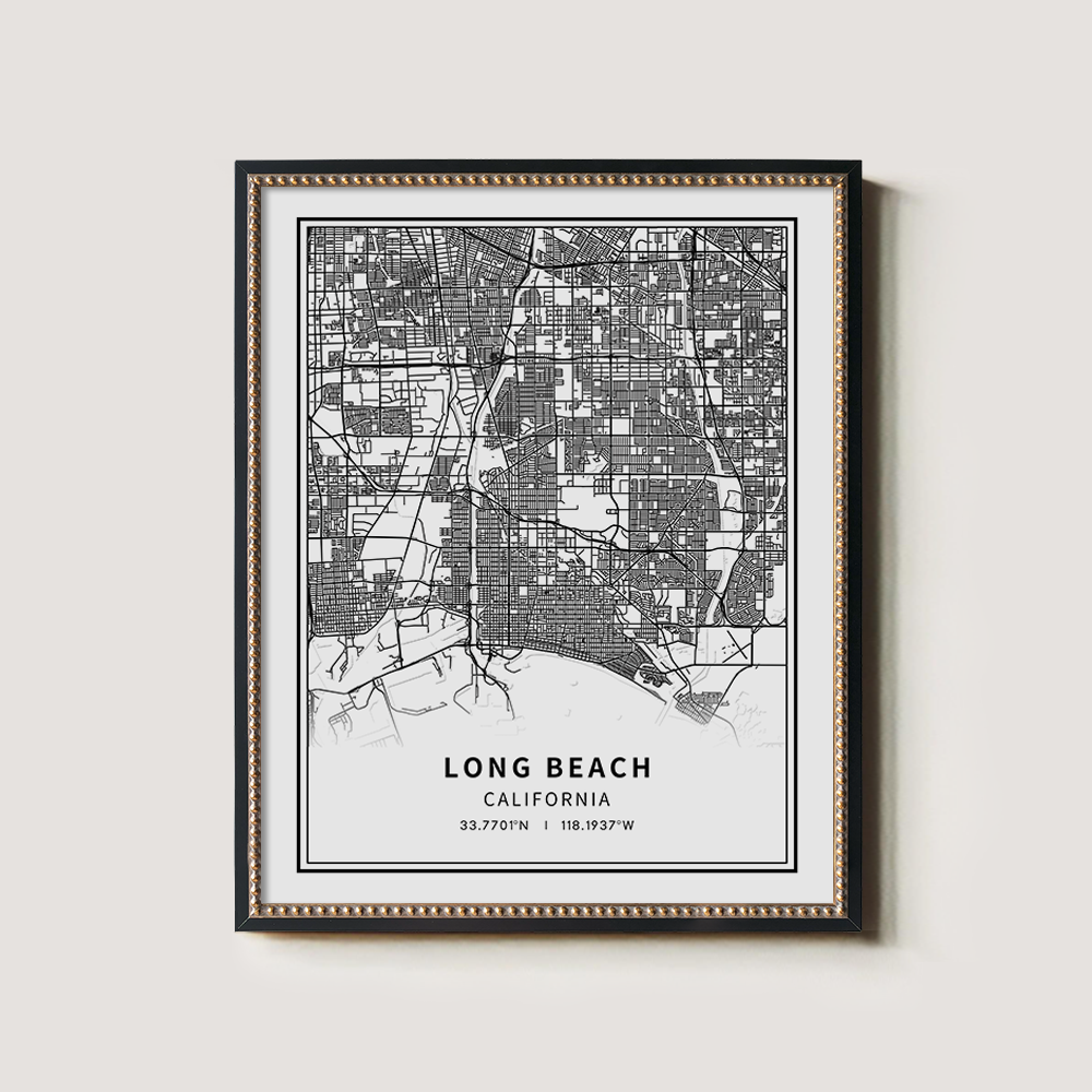 Minimalist Long Beach City Map Line Art Print