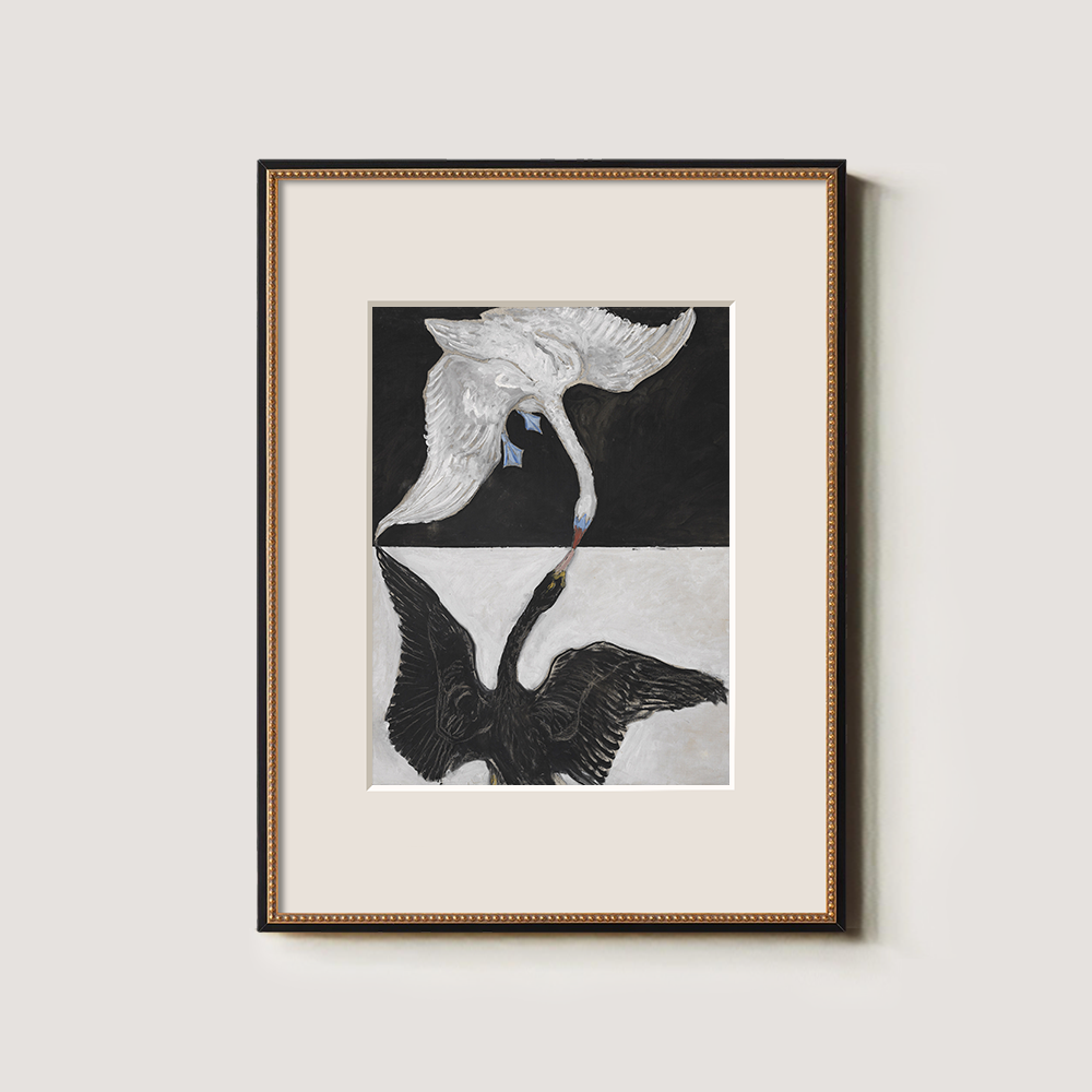 Yin-Yang Swan Embrace Watercolor Duality