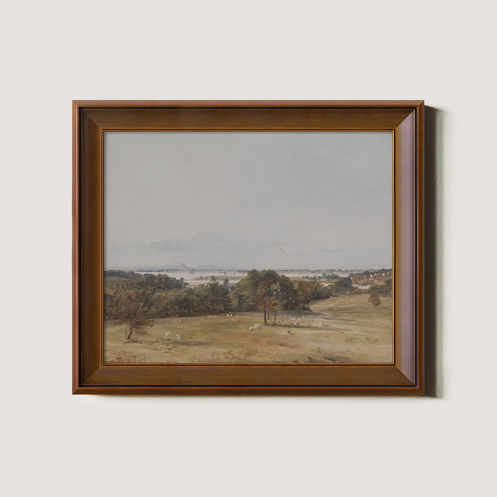 Pastoral Landscape With Sheep And River