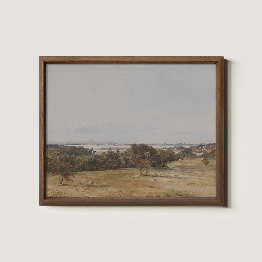Pastoral Landscape With Sheep And River