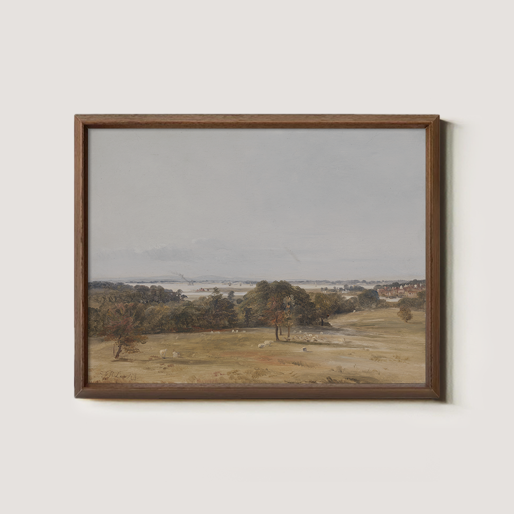 Pastoral Landscape With Sheep And River