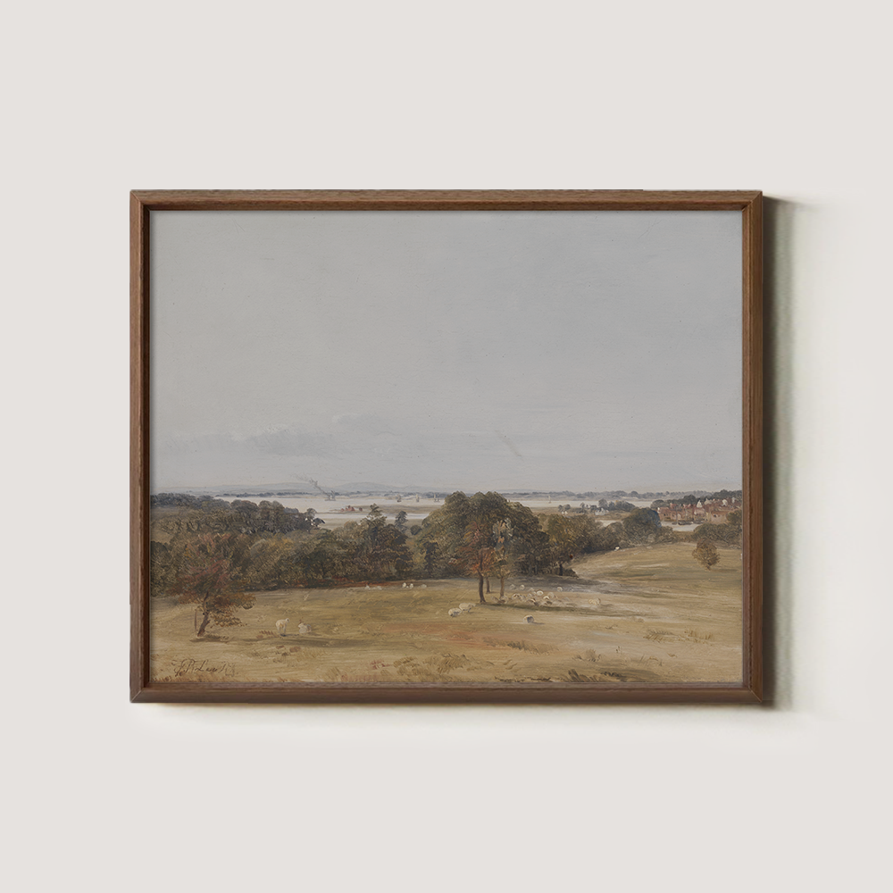 Pastoral Landscape With Sheep And River