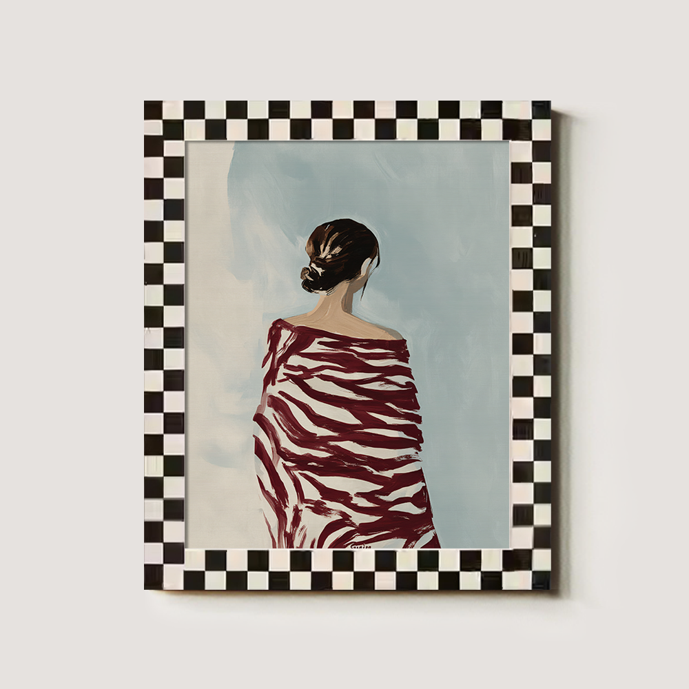 Figure in Red Zebra-Stripe Shawl, Back View