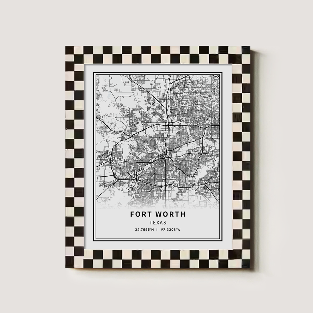 Minimalist Fort Worth City Map Line Art Print