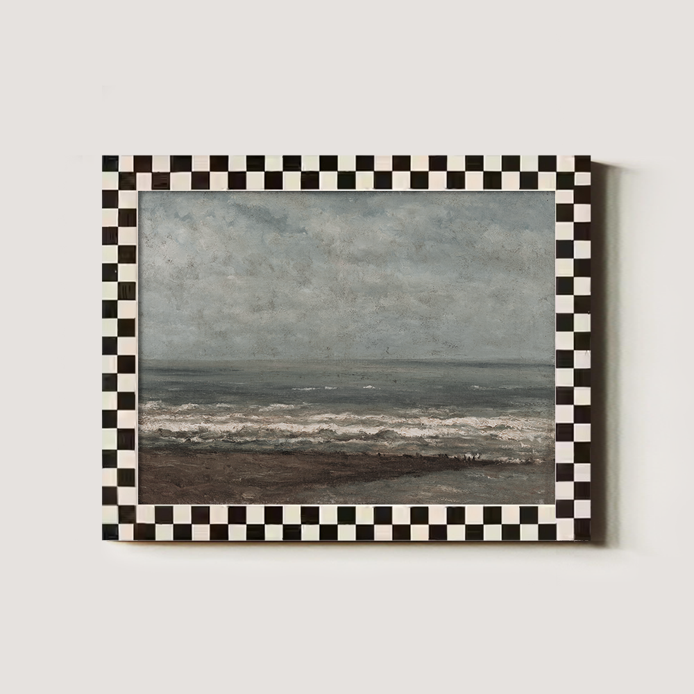 Moody Seascape with Crashing Waves Under Cloudy Skies