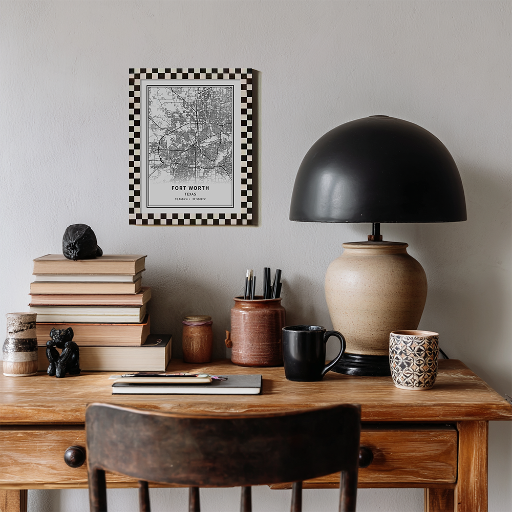 Minimalist Fort Worth City Map Line Art Print